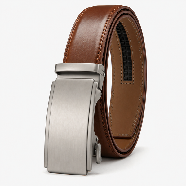 The Executive Ratchet Belt - Brown & Silver
