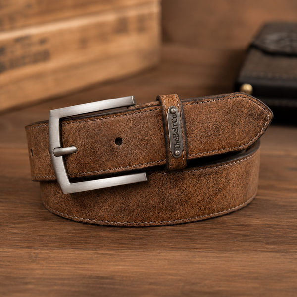 Men’s Vintage Brown Casual Belt with Metal Buckle