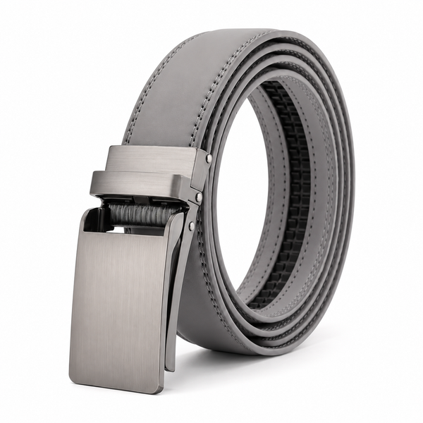 Men’s Grey Automatic Ratchet Belt with Silver Buckle