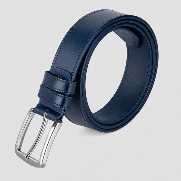 The Heritage Genuine Leather Belt - Navy