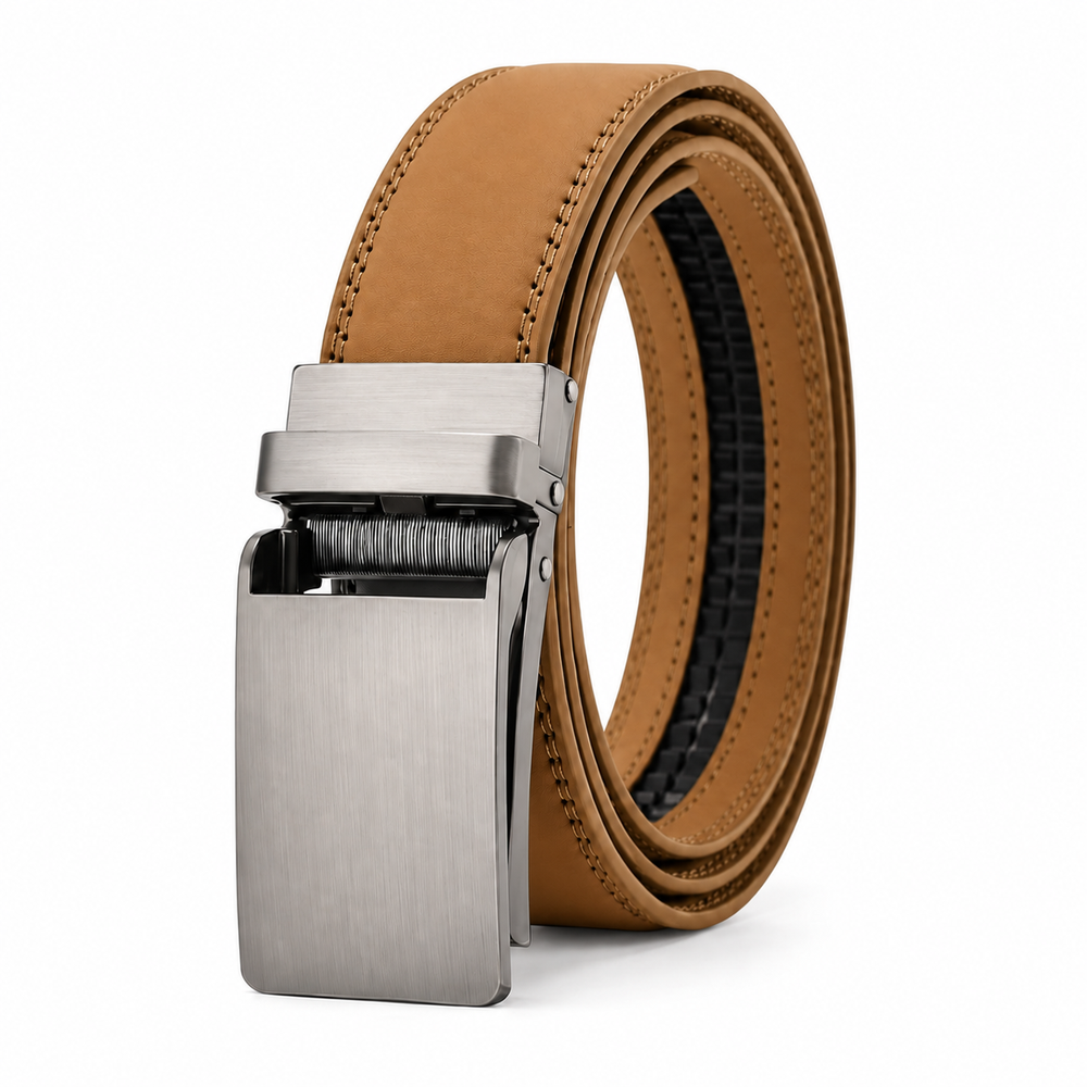 Men’s Grey Automatic Ratchet Belt with Silver Buckle