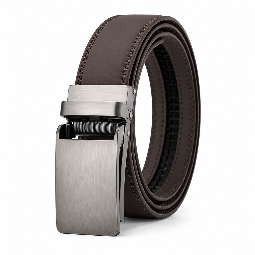 Men’s Grey Automatic Ratchet Belt with Silver Buckle